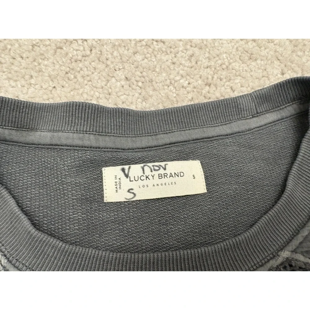 New Women's Lucky Brand Schiffley Cutwork Pullover Sweater Gray Size Small